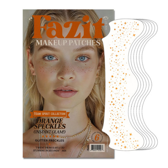 Picture of Fazit Makeup Patches - Face Makeup Patches - Beauty Face Makeup - Orange Speckles - Waterproof Orange Speckles - Temporary Face Orange Speckles for Women - 6 Count