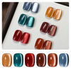 Picture of GAOY Silk Glitter Cat Eye Gel Polish Set with Magnet, 6 Colors IncludingJelly Red Green Brown Yellow UV LED Soak Off Nail Polish Home DIY Manicure Nail Salon Varnish