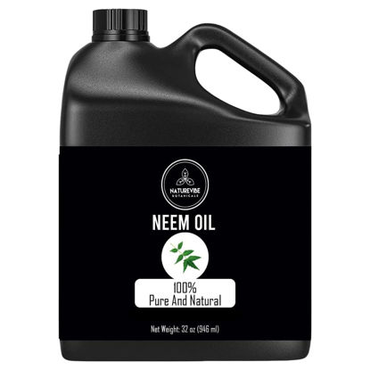 Picture of Naturevibe Botanicals Neem Oil 32 Ounces | 100% Pure and Natural | Great for Skin Care and Hair Care