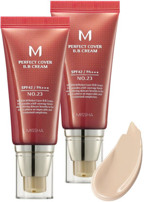 Picture of MISSHA M Perfect Cover BB Cream Dual Pack No.23 Natural Beige for Light with Neutral Skin Tone SPF 42 PA +++ 1.69 Fl Oz - Tinted Moisturizer for face with SPF