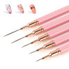 Picture of Artdone Metallic Nail Art Pens, Liner Brushes Set, 5PCS Pink Color Nail Tools For Long Lines, Thin Details, Fine Drawing, Liner Brush UV Gel Polish Painting Nail Design Sizes 5/8/12/20/25mm