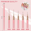 Picture of Artdone Metallic Nail Art Pens, Liner Brushes Set, 5PCS Pink Color Nail Tools For Long Lines, Thin Details, Fine Drawing, Liner Brush UV Gel Polish Painting Nail Design Sizes 5/8/12/20/25mm