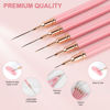 Picture of Artdone Metallic Nail Art Pens, Liner Brushes Set, 5PCS Pink Color Nail Tools For Long Lines, Thin Details, Fine Drawing, Liner Brush UV Gel Polish Painting Nail Design Sizes 5/8/12/20/25mm