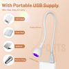 Picture of AORAEM UV LED Nail Lamp, 3W Portable Duck Neck UV Nail Lamps Dryer Gel Polish Curing Light with White Gooseneck for Gel Nails Tips USB Plug Play Nails Salon and Home DIY