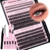 Picture of Goddvenus Lash Extension Kit Wispy Lash Clusters Kit Natural C Curl Fluffy Cluster Eyelash Extensions Individual Lashes Kit with Bottom Lash Clusters Waterproof Bond and Seal Tweezers DIY at Home