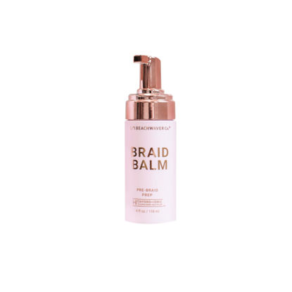 Picture of Beachwaver Braid Balm Pre-Braid Prep - Frizz-Taming Hair Primer Foam to Strengthen and Reduce Flyaways with HiX Vegan Bond Multiplers - Create Heatless Curls with Braids - For All Hair Types (4 Fl Oz)