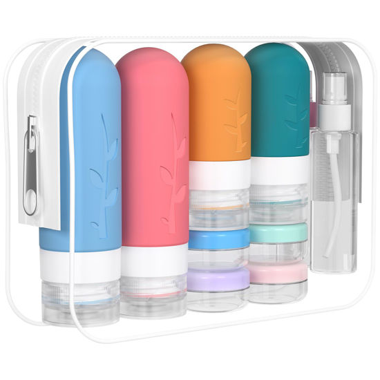 Picture of DEPOZA 16 Pack Travel Bottles Set - TSA Approved Leak Proof Silicone Squeezable Containers for Toiletries, Conditioner, Shampoo, Lotion & Body Wash Accessories (16 pcs/G3 Pack)