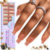 Picture of BTArtbox Soft Gel Nail Tips Square - Press On Nails Long Natural XCOATTIPS Pre-applied Tip Primer, One-Step Square Gel Nail Tips Fake Nails for DIY Nail Art