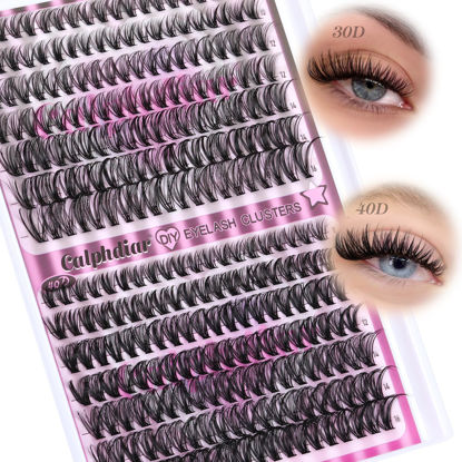 Picture of Calphdiar Natural Lash Clusters 30D+40D Eyelash Clusters 8-16mm Cluster Eyelash Extensions Wispy Lashes Clusters 240Pcs Individual Lashes DIY Lash Extension for Beginners
