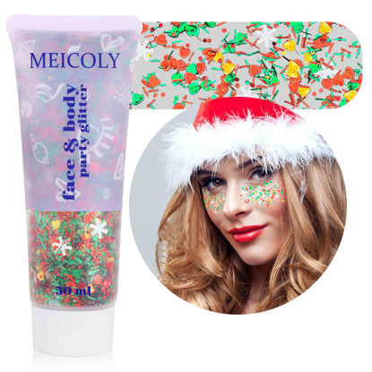 Picture of MEICOLY Christmas Face Body Glitter Makeup,Christmas Decorations Festival Hair Glitter for Women and Kids,Christmas Stocking Stuffers Gift,Sparkling Sequins Glitter Face Paint