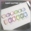 Picture of GAOY Cat Eye Gel Nail Polish Set with Magnet for Green Blue Pink Glitter Holographic Cat Eye, Salon Gel Manicure and Nail Art DIY at Home, Minty Fresh