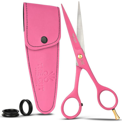 Picture of The Cut Factory- Hair Scissors and Barber Scissors Professional- 6 iches Finest Stainless Steel Hair Cutting Scissors with Smooth Razor Edge Blades -Use for Salon & Personal Use (Pink)