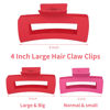 Picture of Sisiaipu 4.1 Inch Jumbo Claw Clips for Thick Hair - 12 Pcs Square Hair Accessories for Women and Girls - Dopamine