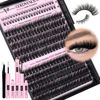Picture of Goddvenus Fluffy Eyelash Clusters Kit Waterproof DIY Lashes Extension Kit Wispy Volume D Curl Cluster Eyelash Extensions Kit Mink Individual Lashes Kits with Bottom Eyelashes (Volume 240pcs D Curl)