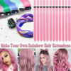 Picture of Olldag 12 PCS Pink Hair Extensions Clip in, 20 Inch Colored Hair Extensions Party Highlights Long Straight Synthetic Hairpieces for Women Kids Girls Cosplay