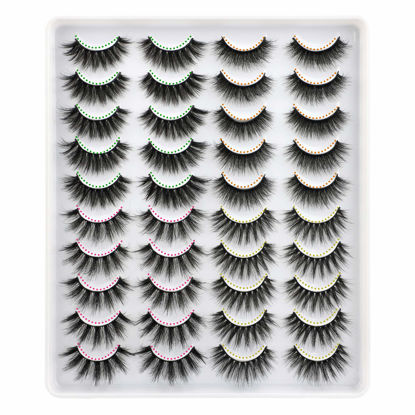 Picture of Lanflower Fake Eyelashes Natural Look Dramatic 3D Lashes Pack Faux Mink 20 Pairs 4 Styles
