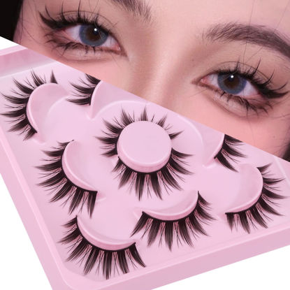 Picture of Cosplay Eyelashes Doll Anime Lashes Mink Japanese Spiky Manga Natural False Eyelashes Wispy Long Thick Ruffle Fake Eye Lashes 5 Pairs