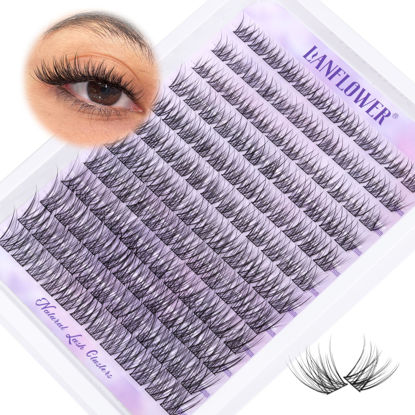 Picture of Wispy Lash Clusters Natural Eyelash Clusters C Curl Individual Lashes 10-16mm Cluster Eyelash Extensions Soft Lash Extension DIY at Home Cluster Lashes by Lanflower