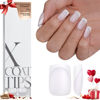 Picture of BTArtboxnails XCOATTIPS French Tip Nails - White Press On Nails Short, 160 Pcs Milky White Square Soft Gel Nail Tips, Soak Off False Nail Extensions