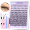 Picture of Lash Extension Kit Natural Lash Clusters Kit Wispy Eyelash Extension kit with Lash Bond and Seal and Lash Remover Eyelash Clusters Kit C Curl Individual Lashes by Lanflower