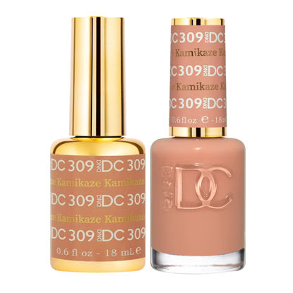 Picture of DND DC Gel Polish Set, Deep Nude Collection, UV/LED Gel Polish and Air Dry Nail Lacquer, Matching Chip-Free Polish Duo, 309 Kamikaze, 0.5 Fl Oz