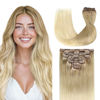 Picture of GOO GOO Clip in Hair Extensions Real Human Hair, Remy Human Hair Extensions Clip ins for Women, Natural Human Hair, 20inch 120g 7Pcs, #O7/60F