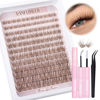 Picture of Brown Lash Clusters Kit Natural Lash Extension Kit Wispy Eyelash Clusters C Curl Cluster Eyelash Extensions 10-16mm Eyelash Extension Kit Brown Individual Lashes DIY at Home by Lanflower
