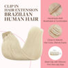 Picture of GOO GOO Clip in Hair Extensions Real Human Hair, Remy Human Hair Extensions Clip ins for Women, Natural Human Hair, 18inch 120g 7Pcs, 60A Platinum Blonde