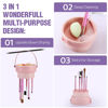 Picture of 2 Pack Makeup Brush Cleaner Mat 3 in 1 Silicone Makeup Brush Cleaner Makeup Brush Cleaning Bowl Makeup Brush Sponge Scrubber Tool for Cleaning, Storage And Upside Down Drying（Two Pink)