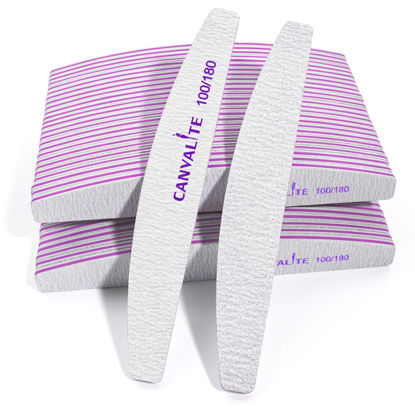 Picture of Canvalite 50 PCS Nail File Professional Nail Files Reusable Double Sided Emery Board(100/180 Grit) Nail Styling Tools for Home and Salon Use
