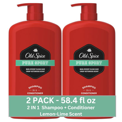 Picture of Old Spice Pure Sport 2in1 Shampoo and Conditioner for Men, Twin Pack, Lemon, 58.4 Fl Oz