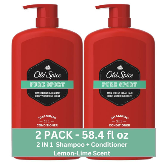 Picture of Old Spice Pure Sport 2in1 Shampoo and Conditioner for Men, Twin Pack, Lemon, 58.4 Fl Oz