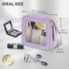 Picture of Prite Small Makeup Bag for Women Portable Clear Makeup Bag Cute Mini Waterproof Travel Cosmetic Bag with Gold Zipper for Car Essentials(Violet)