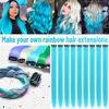 Picture of TOFAFA 22 inch Colored Hair Extensions, Multi-colors Party Highlights Clip in Synthetic Hair Extensions, Color Party Highlights Hairpieces for Girls Women(10 PCS Sky Blue)