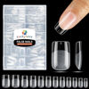 Picture of Short Square Gel Nail Tips Half Matte Short Square Gel x Nail Tips Full Cover 240PCS for Acrylic Fake False Press On Nails Easy DIY Nail Art Saving Design, 12 Sizes Luckyfairy