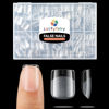 Picture of Luckyfairy Extra Short Square Fake Nails, Soft Gel x Pre-Shaped Acrylic XS Short Square Nail Tips, Half Matte Full Cover Clear Press on Flase Nail Tips for Nail Extension Home DIY 240pcs/12 Sizes