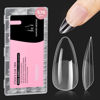 Picture of Beetles Medium Almond Gel Nail Tips Etch X Nail Tips, 12 Sizes 576PCS Half Matte Full Cover Nail Tips Gelly Tips False Nails Clear Acrylic Nails Glue on Nails DIY Nail Extension Gift for Women
