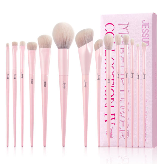 Picture of Jessup Pink Makeup Brushes Set 14Pcs Make up Brushes Premium Vegan Foundation Concealer Blush Eyeshadow Eyeliner Powder Highlighter Blending Face Brush Set, T495