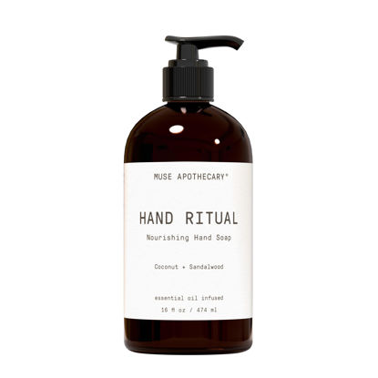 Picture of Muse Apothecary Hand Ritual - Aromatic and Nourishing Hand Soap, Infused with Natural Aromatherapy Essential Oils - USDA Certified Biobased - 16 oz, Coconut + Sandalwood