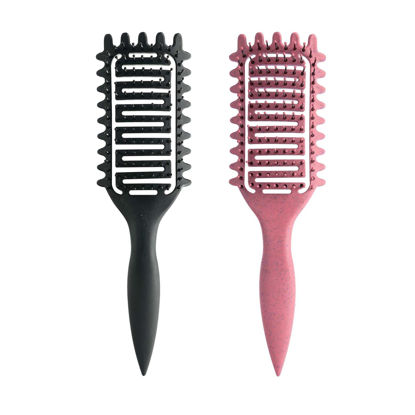 Picture of Curl Defining Brush,2024 Curly Hair Brush,Vented Hair Brush for Detangling, Shaping and Defining Curls For Women and Men Less Pulling (Pink Black)