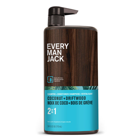 Picture of Every Man Jack 2-in-1 Daily Shampoo + Conditioner - Coconut & Driftwood | Nourishing For All Hair Types, Naturally Derived, Cruelty-Free Shampoo and Conditioner Set for Men | 24oz -1 Bottle