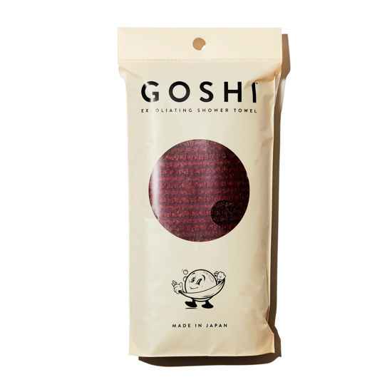 Picture of GOSHI Exfoliating Shower Towel - Rip-Resistant Exfoliating Washcloth for All Skin Types - Brick Red - Made in Japan