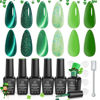 Picture of Beetles Green Gel Nail Polish Set, Cat Eye Jelly Gel Polish with Color Swatch Dots Magnet, 6 Color Glitter Enchanted Forest Theme for Salon Gel Manicure Nail Art DIY at Home
