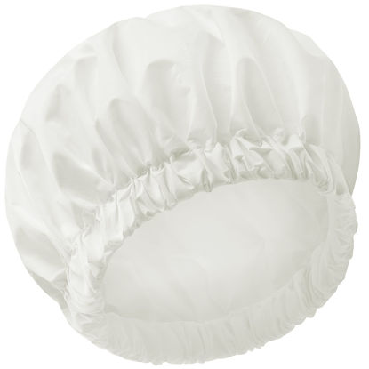 Picture of Reusable Shower Cap for Women, Large Waterproof Shower Bonnet Washable Elastic Band Bath Hair Hat for Long Hair, Braids(White)