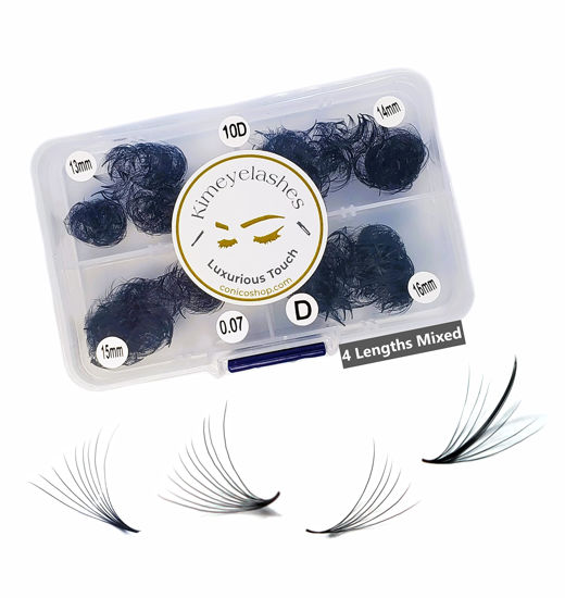 Picture of 1000 Premade volume fans Mixed 4 lengths 9-12 | 11-14 | 13-16 CC, D Curl Wispy Handmade eyelash extensions supplies Russian volume lash promade fan 4D 5D 6D 10D (9mm - 12mm, 10D - 0.05 - CC)