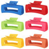 Picture of Sisiaipu 4 Inch Big Hair Claw Clips 6 Pcs Large Claw Clips for Thick Hair Square Hair Clips for Women Rectangle Hair Clips Banana Jaw Clips Hair Accessories for Girls - Dopamine