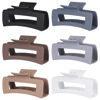 Picture of Sisiaipu 4 Inch Big Hair Claw Clips 6 Pcs Large Claw Clips for Thick Hair Square Hair Clips for Women Rectangle Hair Clips Banana Jaw Clips Hair Accessories for Girls - Brown Grey