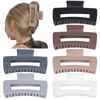 Picture of Sisiaipu 4 Inch Big Hair Claw Clips 6 Pcs Large Claw Clips for Thick Hair Square Hair Clips for Women Rectangle Hair Clips Banana Jaw Clips Hair Accessories for Girls - Brown Grey