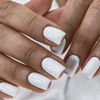 Picture of Modelones Pure White Press on Nails for Women, Short Square Fake Nails, Reusable Nail Kit with Nail Glue Adhesive Tabs Mini Nail File, Nails Press Ons 32Pcs16 Sizes, Valentine Gift