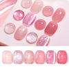 Picture of Born Pretty Jelly Gel Nail Polish, Glitter Gel Polish, Nude Pink Gold Cat Magnetic Eye Gel Nail Polish, Sheer Crystal Transparent Sparkle Nail Manicure Gift DIY at Home 6PCS 7ml